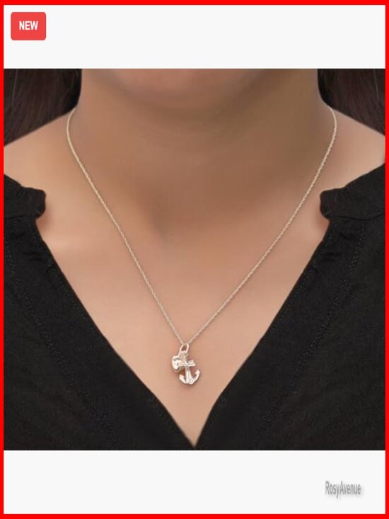 Gold Heart Cross Anchor Pendant Necklace | Factory Direct  14k Gold Plated Sterling Silver Anchor Cross Heart Pendant Necklace